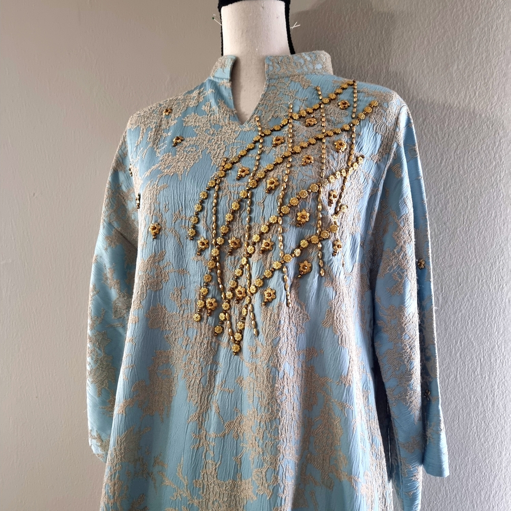 Elegant Blue Embroidered Tunic
